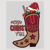 Merry Christmas Y'all Cowboy Boot Ready to Press DTF Transfer